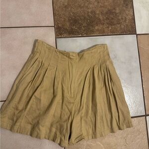 ASOS High-Waist Pleated Shorts in Tan